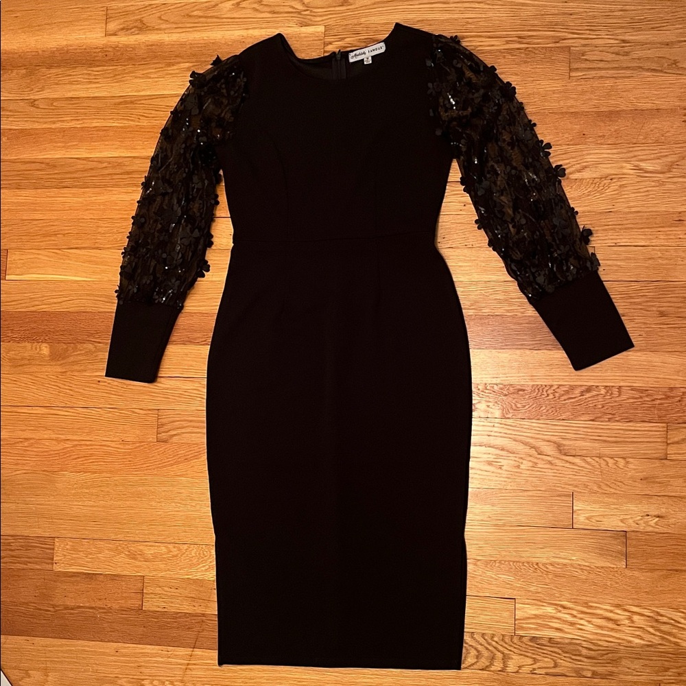 Absolutely Famous Black Dress with Embellished Sleeves Size Medium